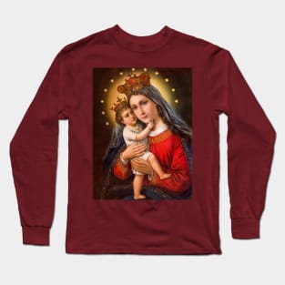 Divine Christian Art Mother Mary and Baby Jesus Christ Long Sleeve T-Shirt